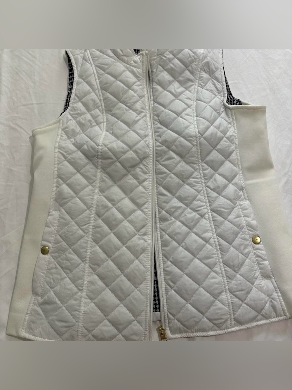 Kim Rogers White Quilted Zip-Front Vest